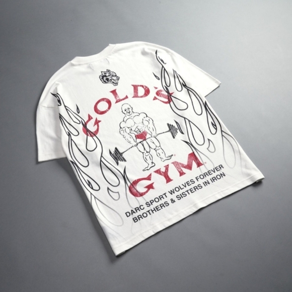 Darc Sport x Gold's Gym Crossover L Oversized Wht workout tee - Picture 7 of 10